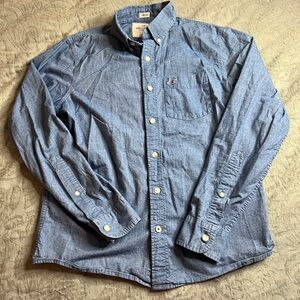Men’s Hollister Denim Button Down Long Sleeve Dress Shirt Size Small